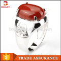 New design rings silver jewelry men big red agate stone 925 silver rhodium plated jewelry